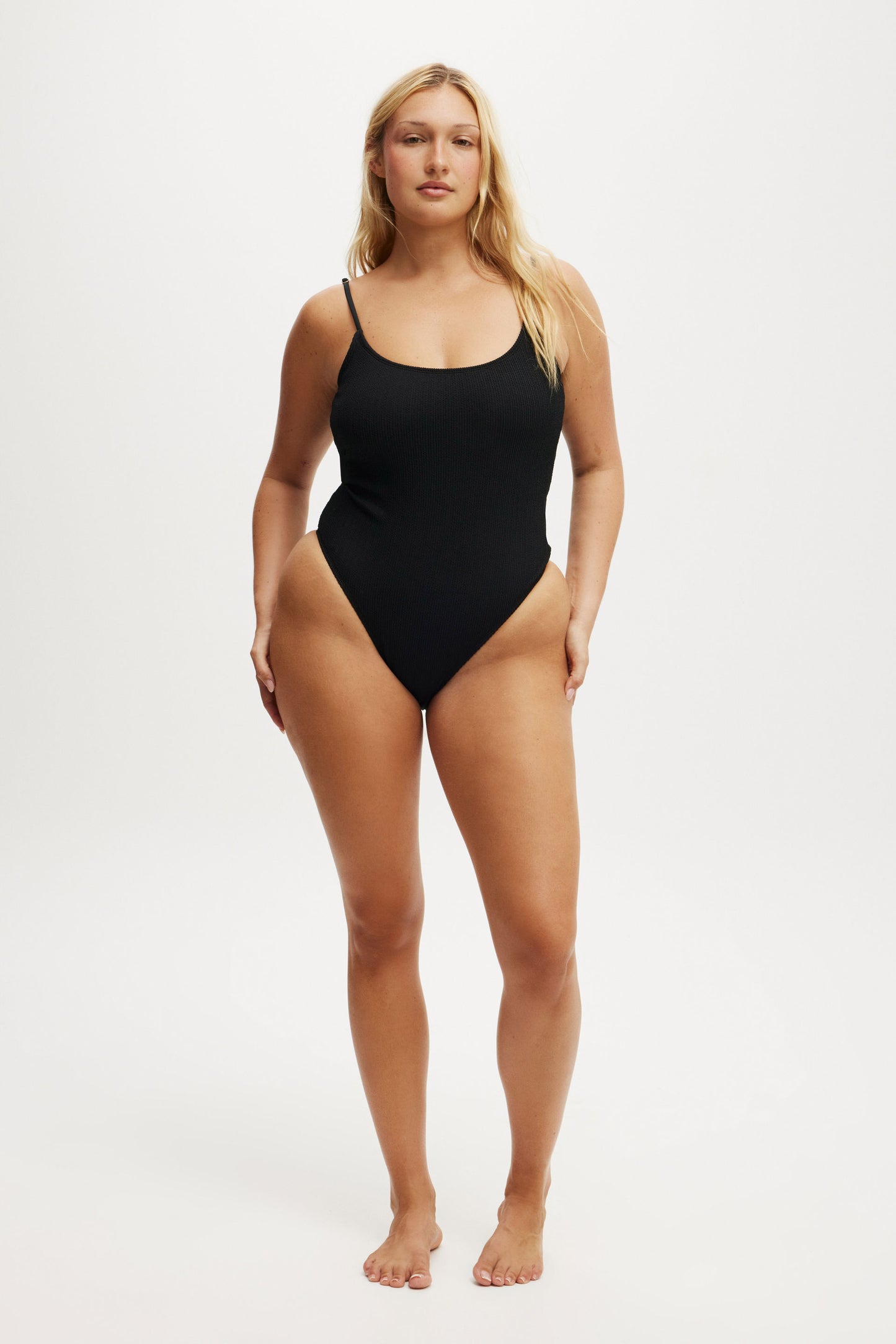 Thin Strap Low Scoop One Piece Cheeky