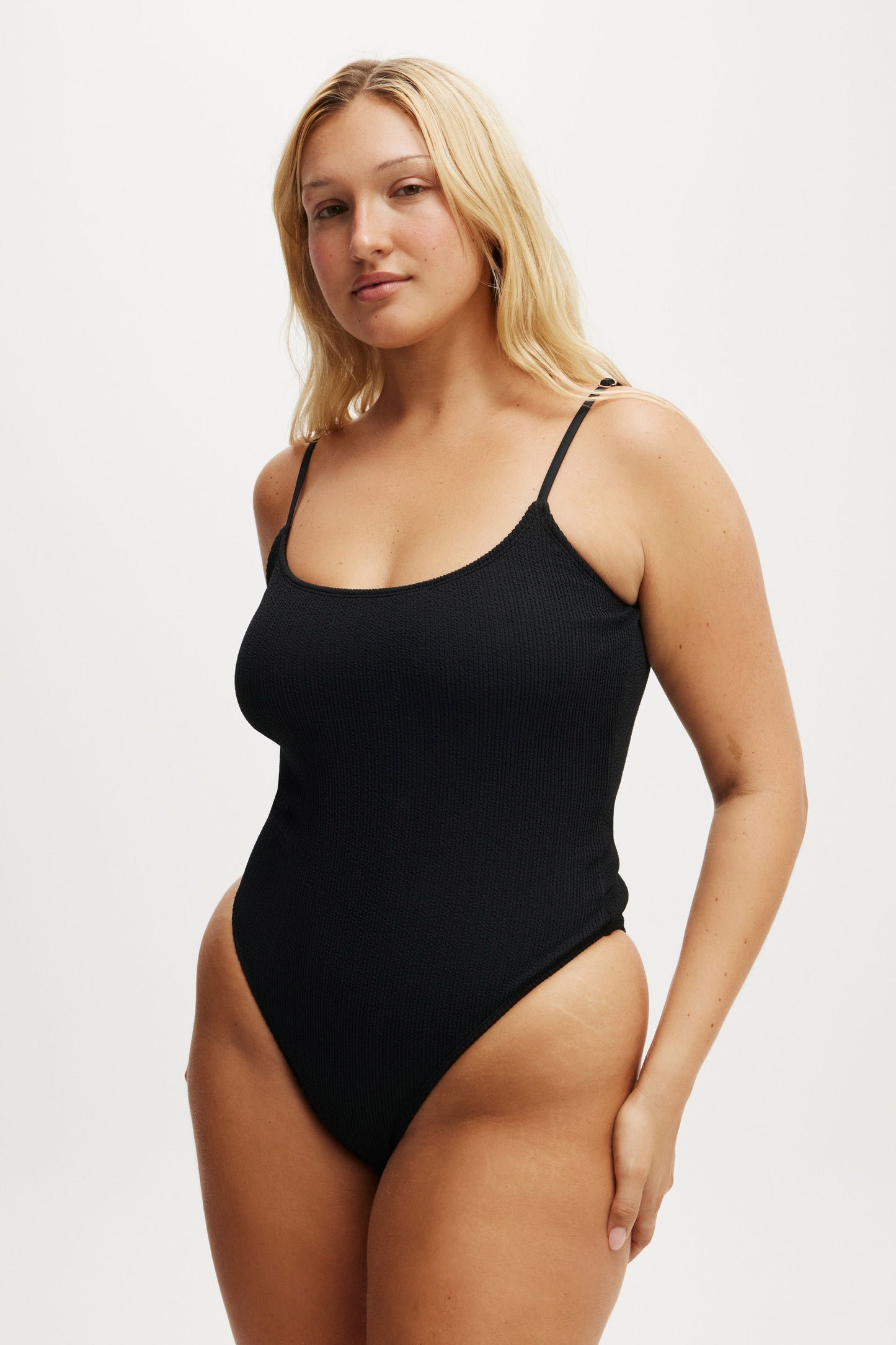 Thin Strap Low Scoop One Piece Cheeky