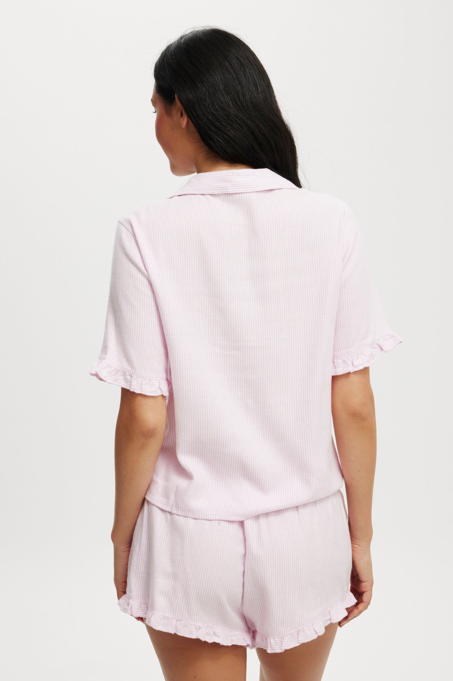 Flannel Short Sleeve Shirt And Short Sleep Set