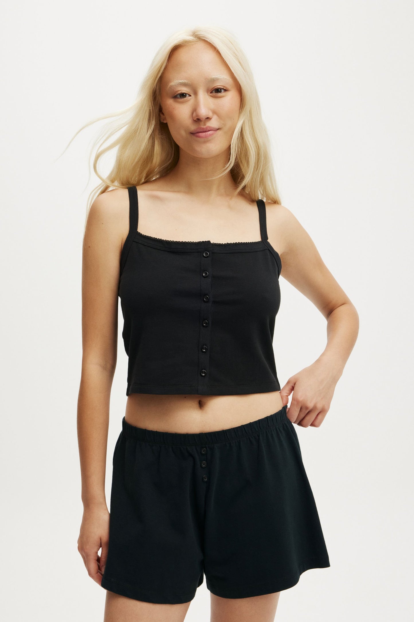 Peached Jersey Button Up Cami