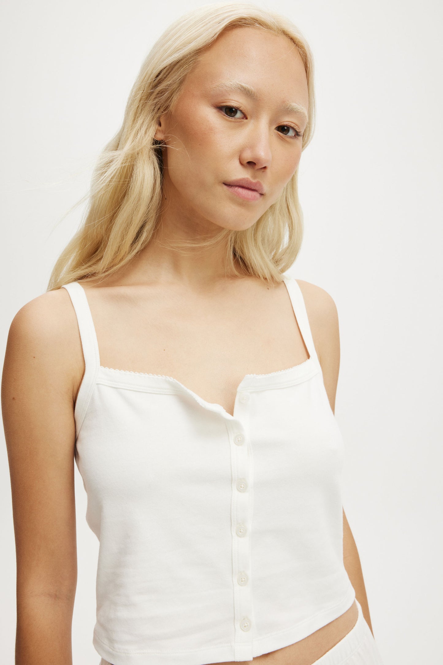 Peached Jersey Button Up Cami