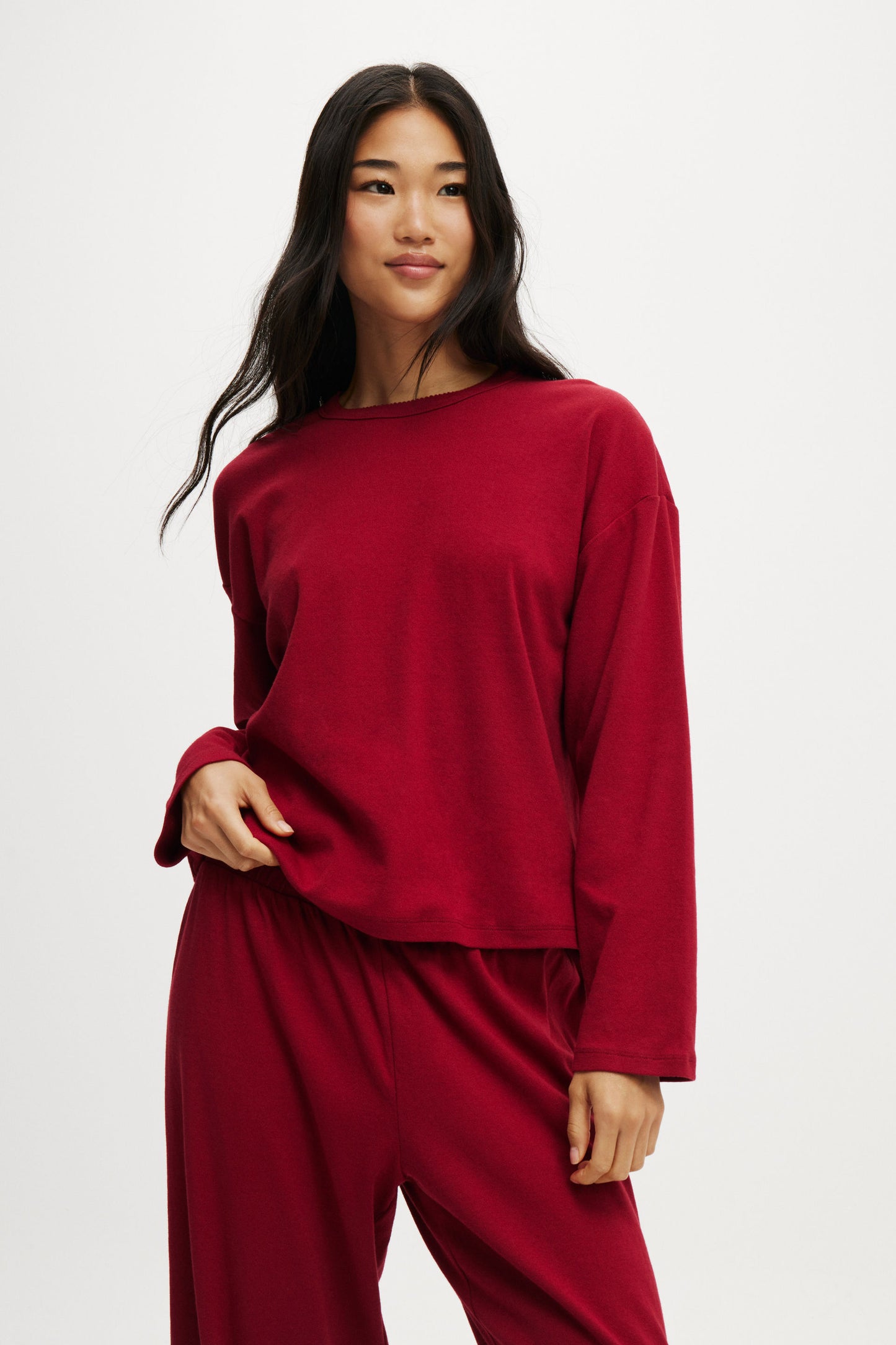 Pointelle Long Sleeve Top