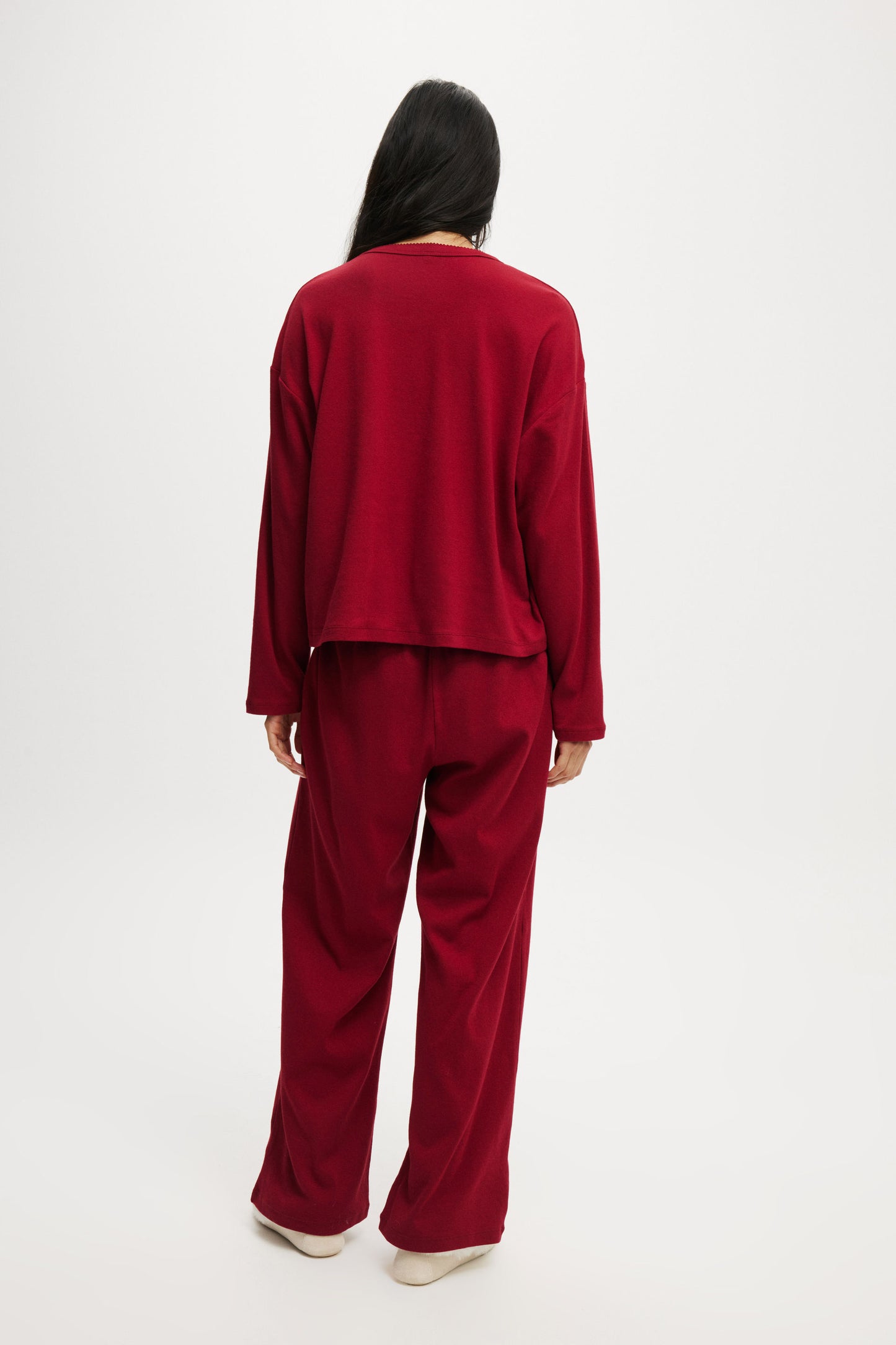 Pointelle Relaxed Wide Leg Pant