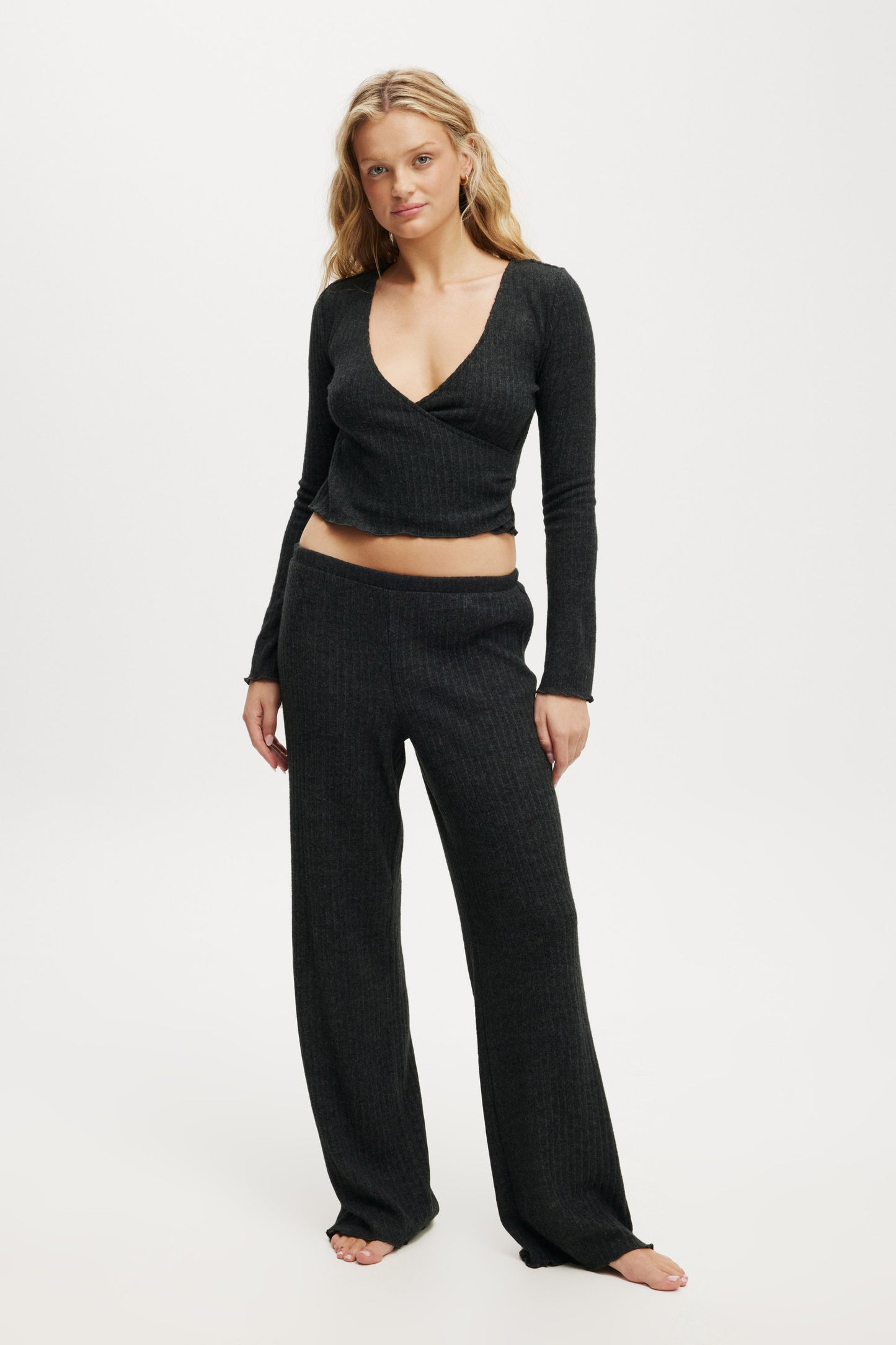 Super Soft Ribbed Wrap Top