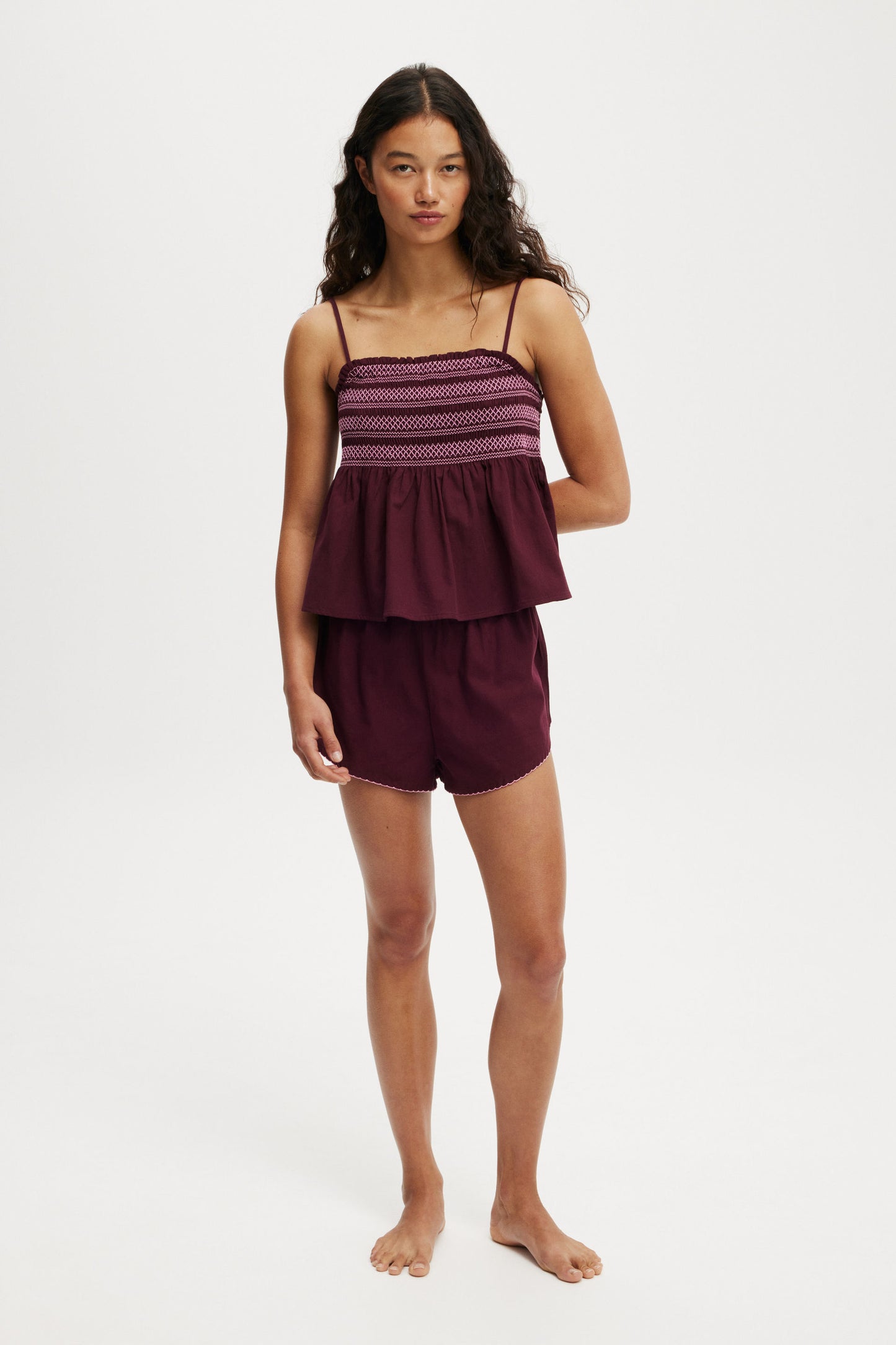Shirred Woven Sleep Set