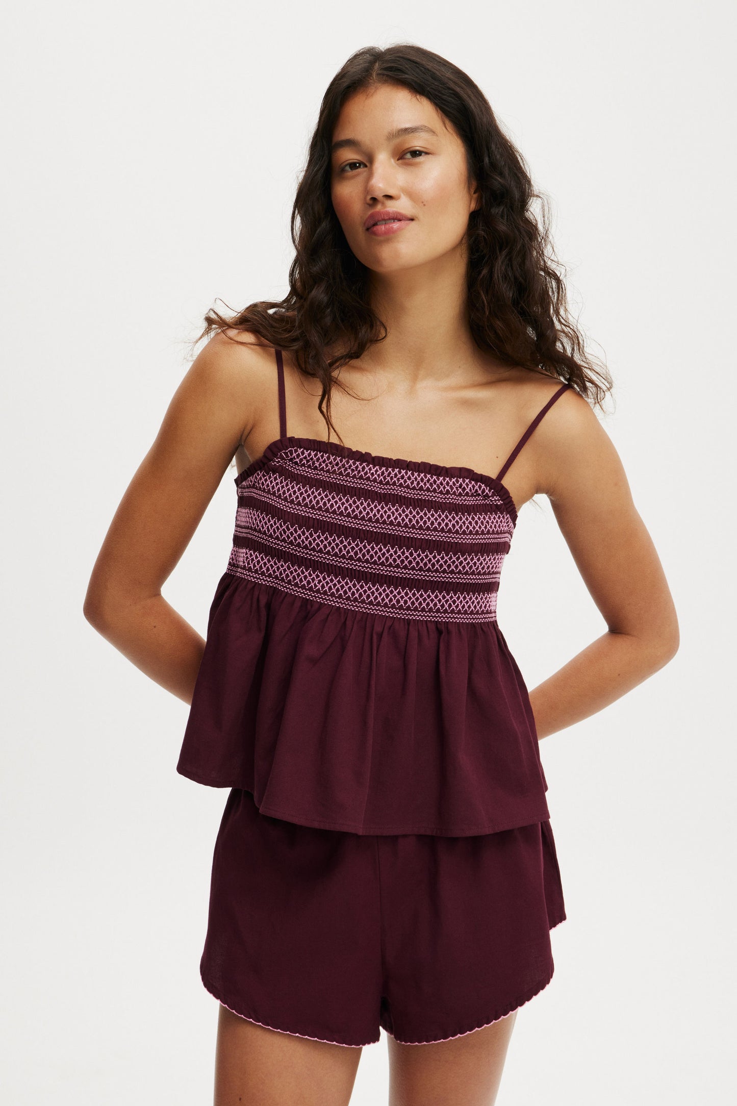 Shirred Woven Sleep Set