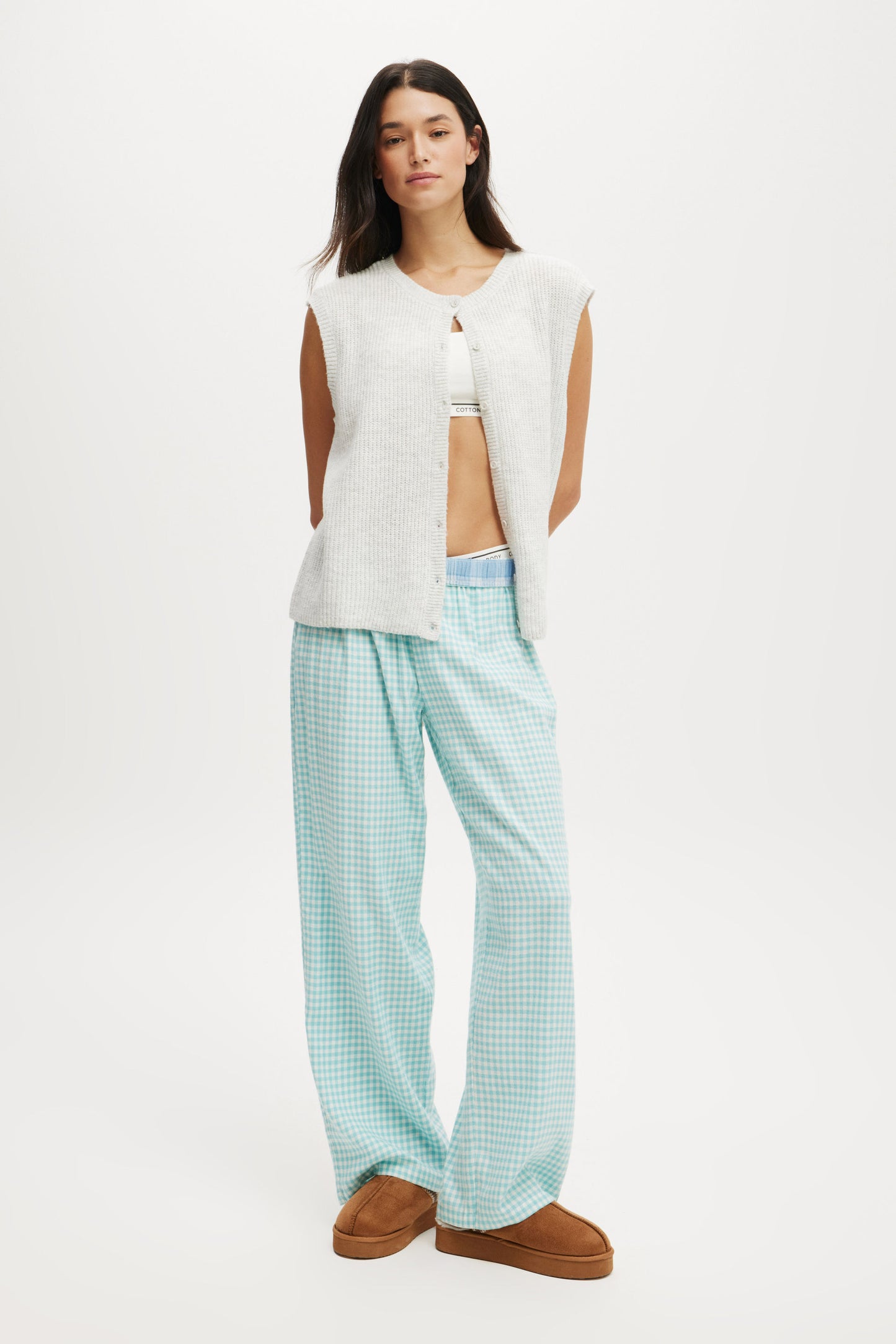 Flannel Wide Leg Pant