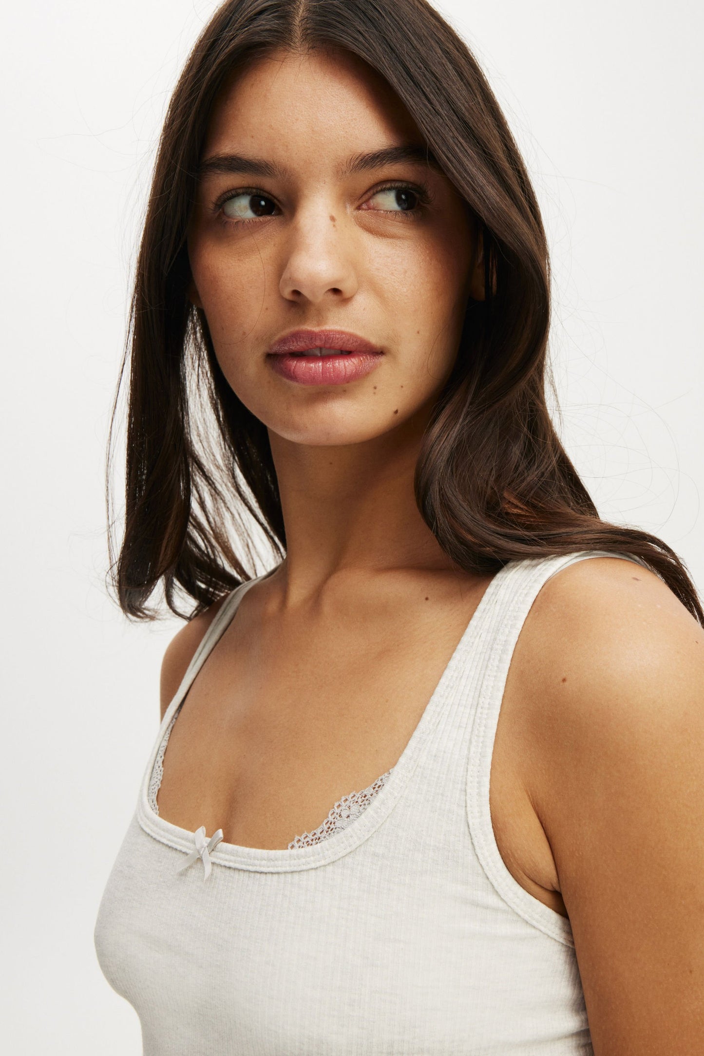 Rib Lace Ruched Tank
