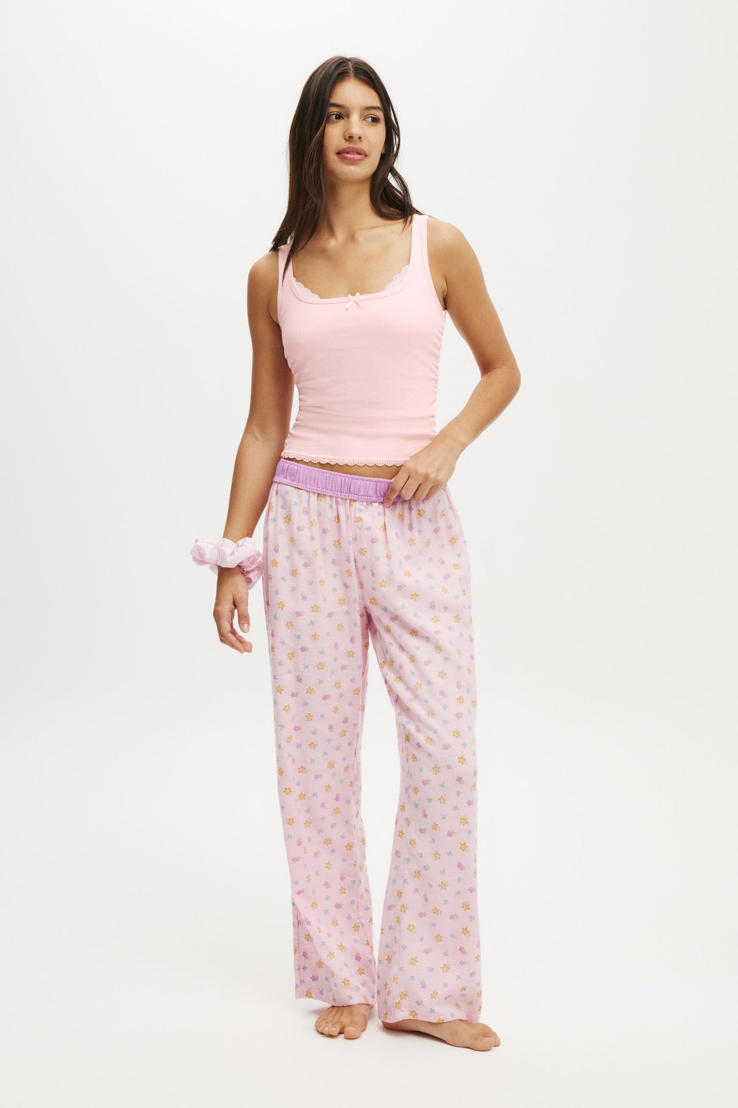 Rib Lace Ruched Tank