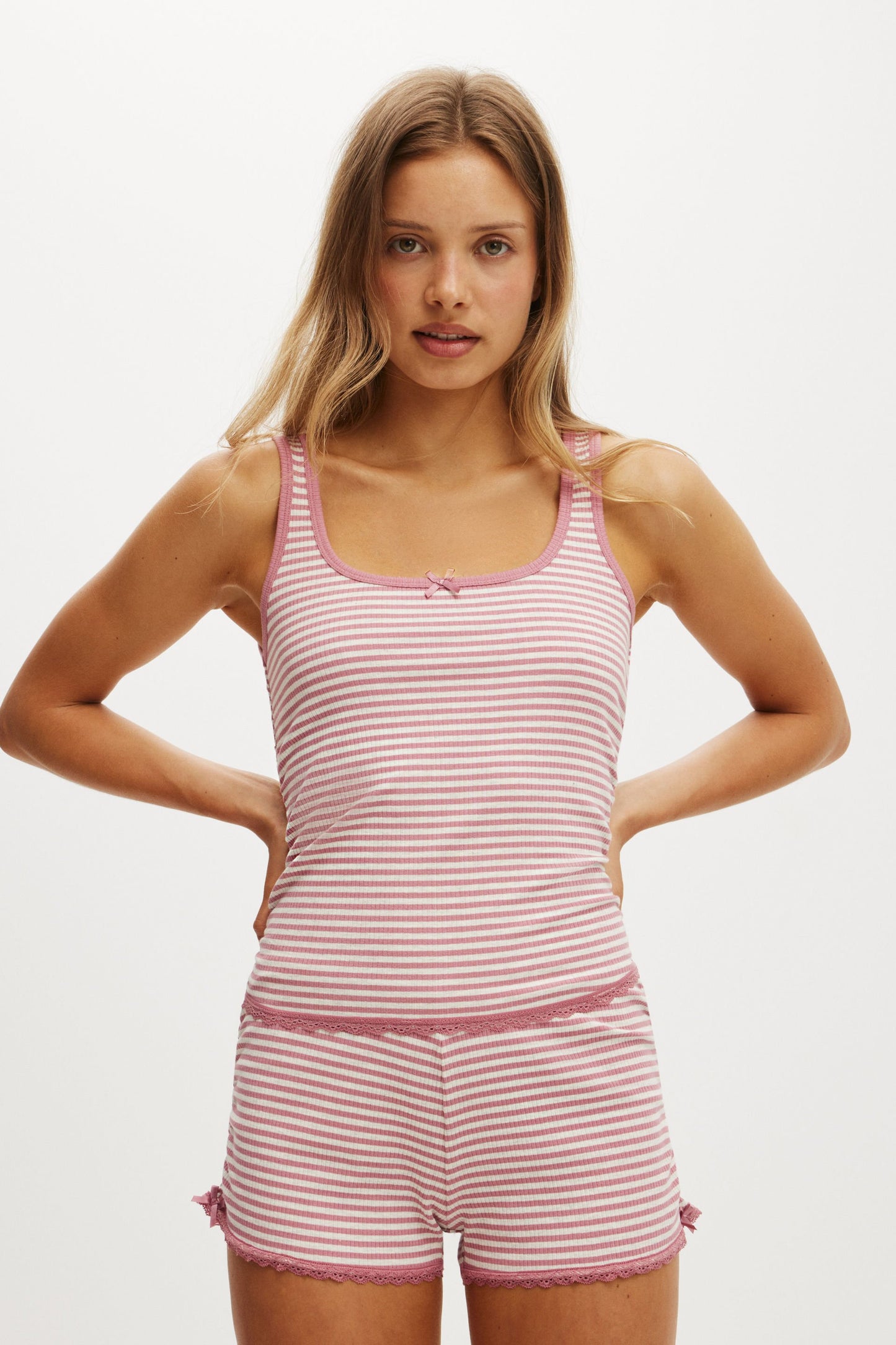 Rib Lace Ruched Tank