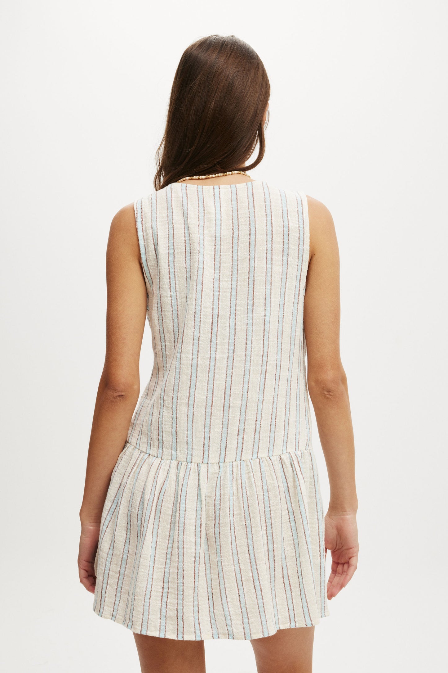 Woven Tie Front Tiered Dress