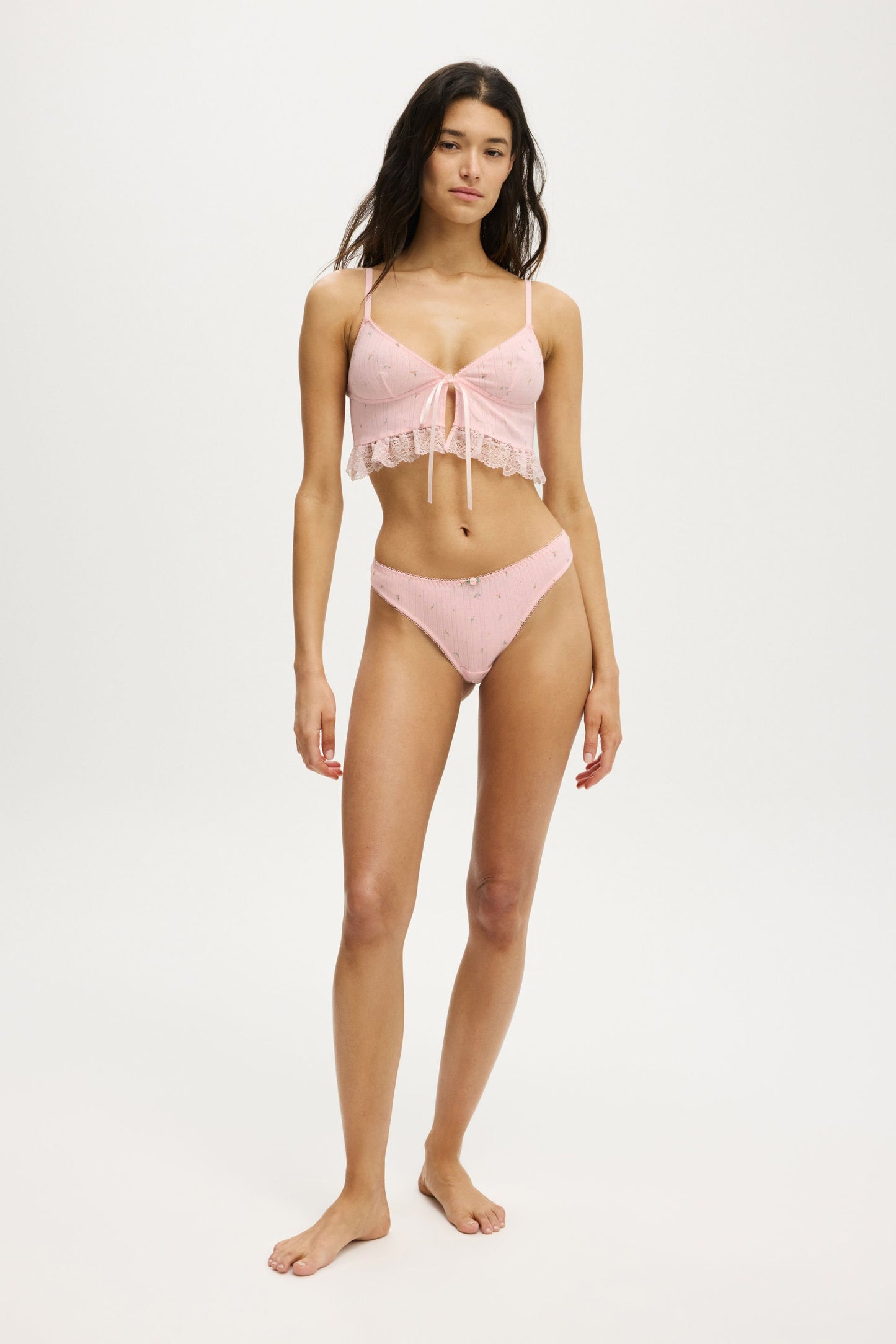 Sophie Cotton Pointelle Longline Bralette