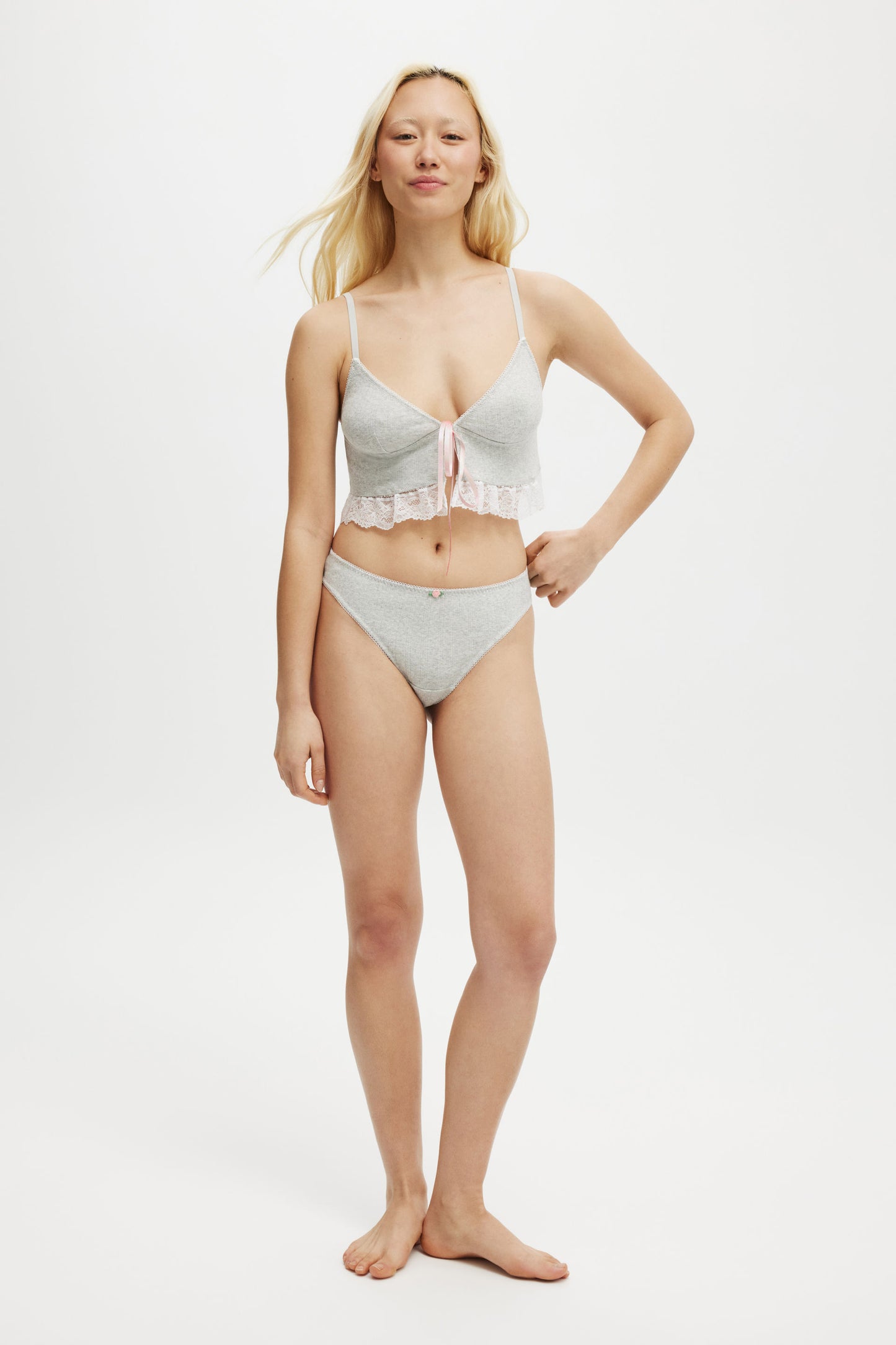 Sophie Cotton Pointelle Longline Bralette