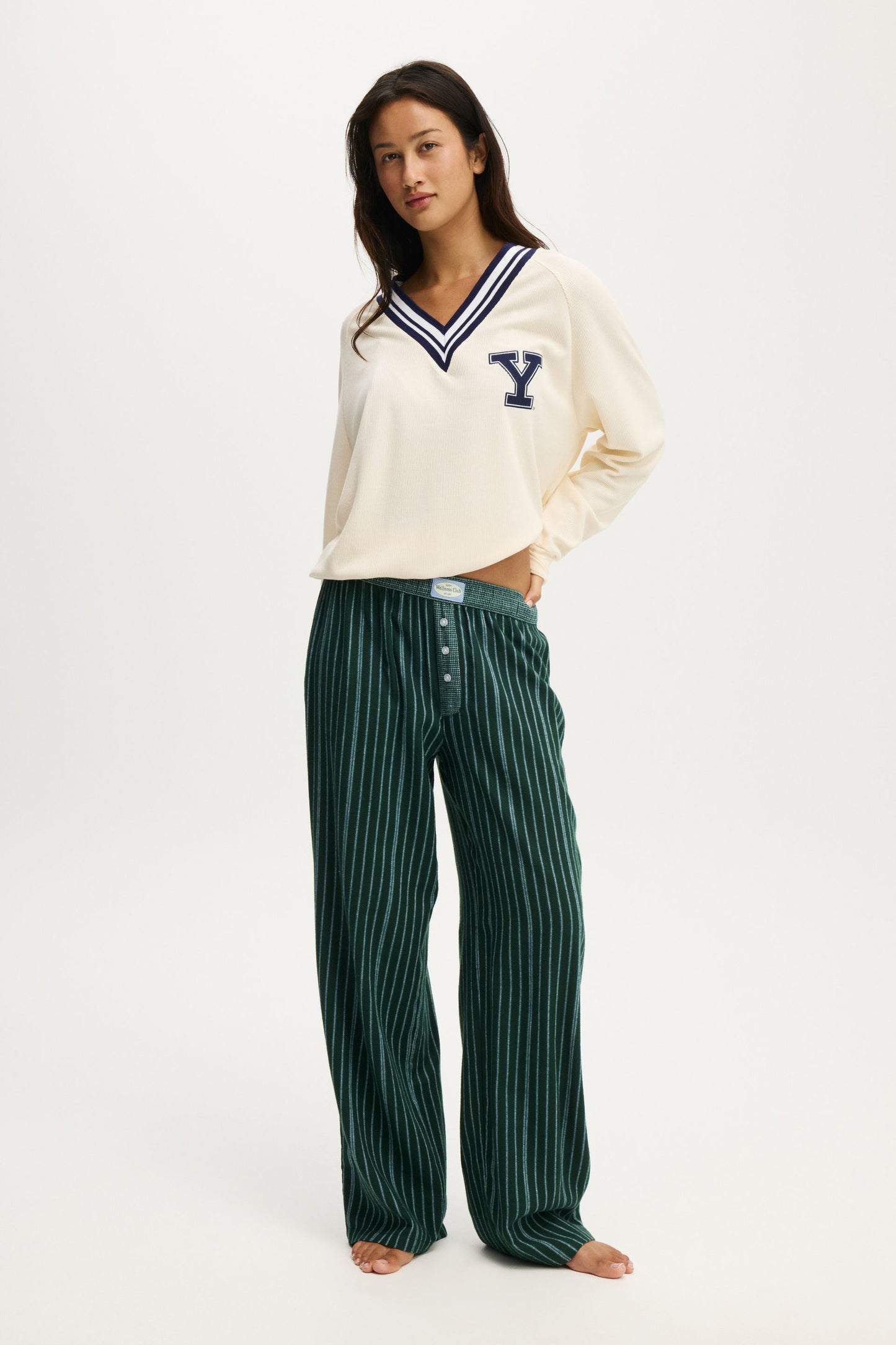 Yale Waffle V Neck Sleep Sweater