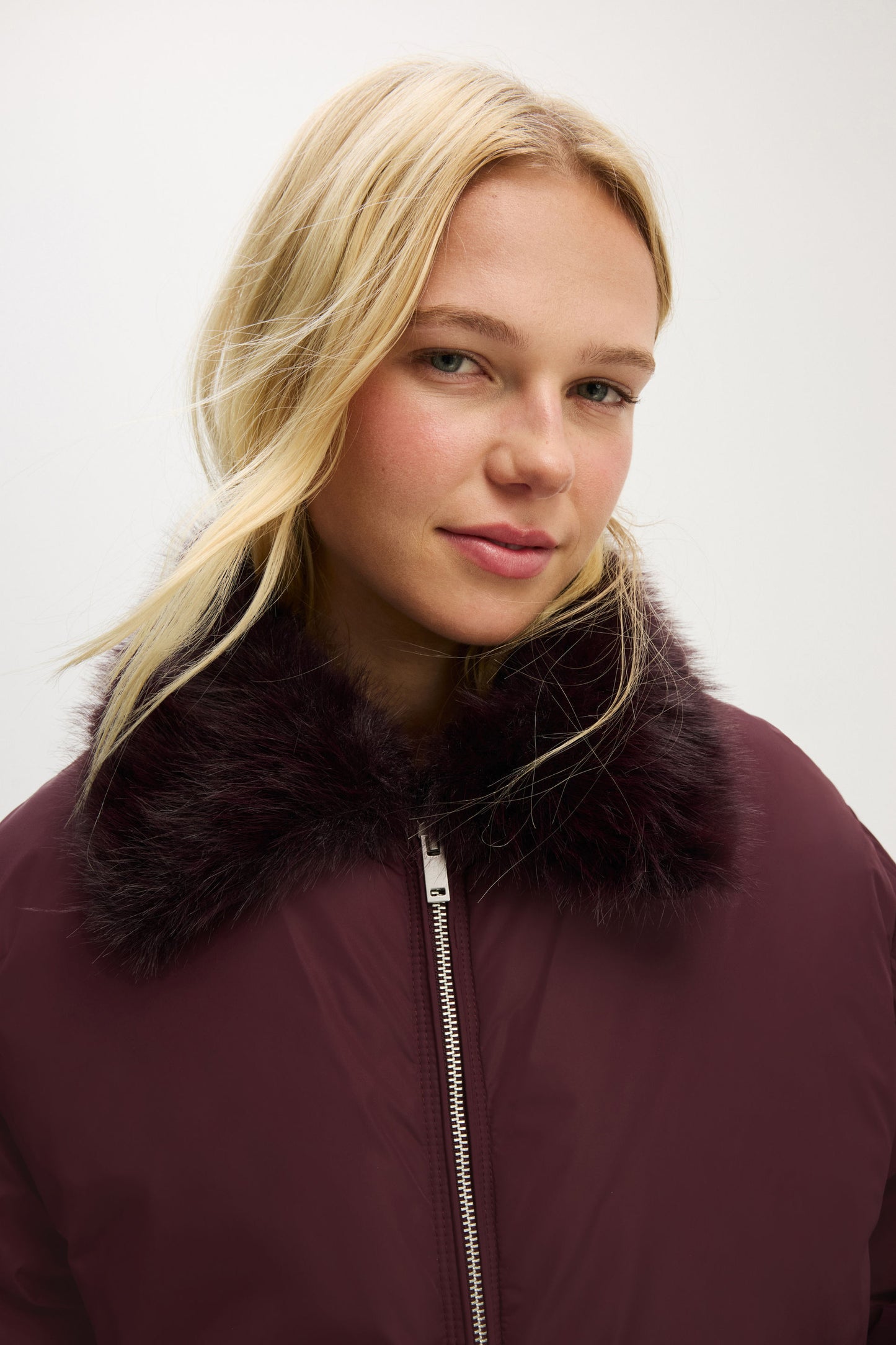 The Mother Puffer Faux Fur Collar Bomber