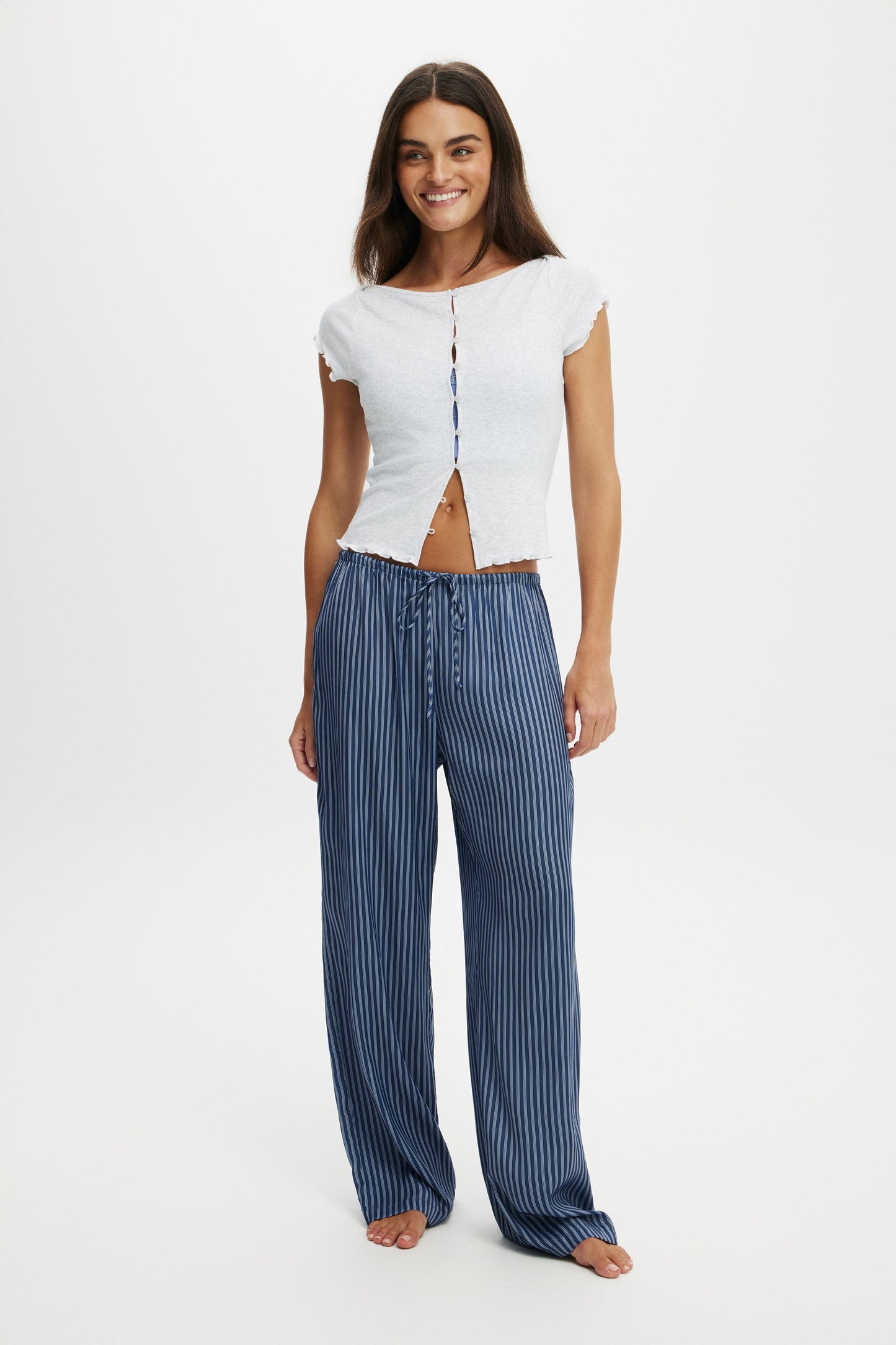 Button Detail Cap Sleeve Top