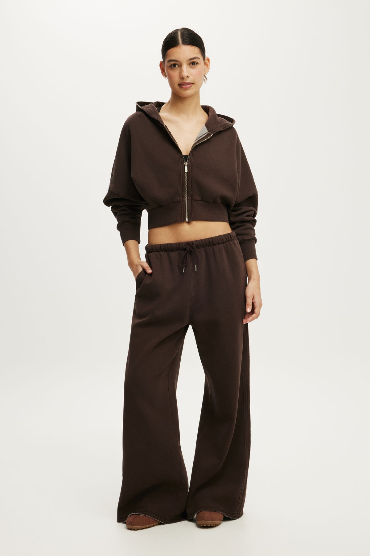Active Raw Edge Zip Through Hoodie