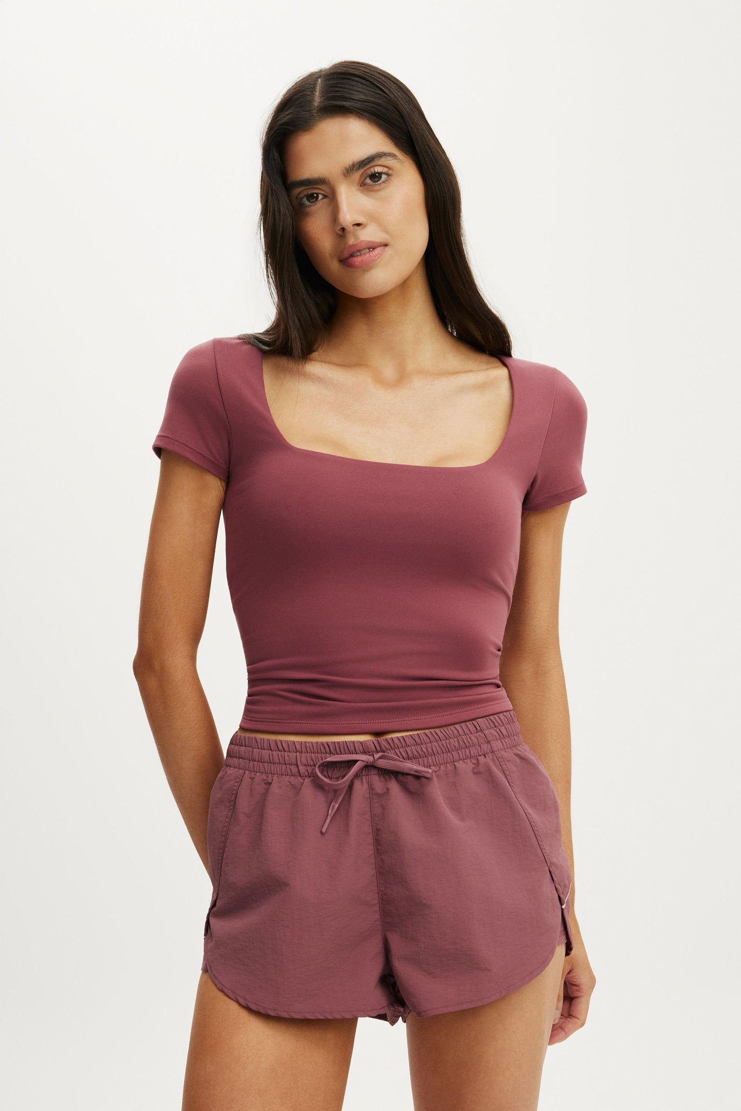 Woven Dolphin Hem Micro Short