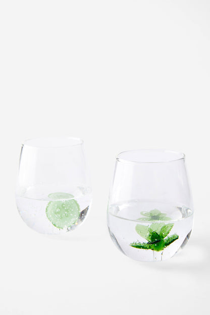 Set Of 2 Glass Icon Tumblers