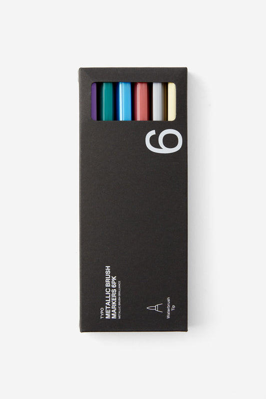 Metallic Brush Markers 6Pk