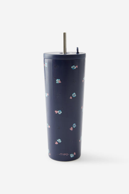 Hidden Straw Metal Smoothie Cup