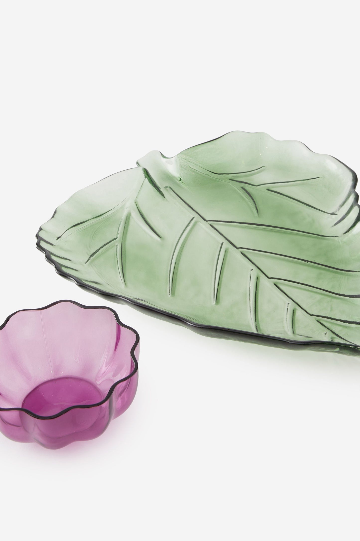 Glass Leaf &amp; Flower Platter