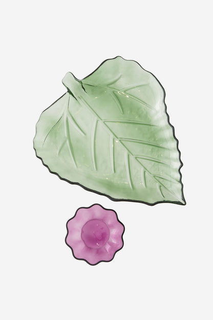 Glass Leaf &amp; Flower Platter