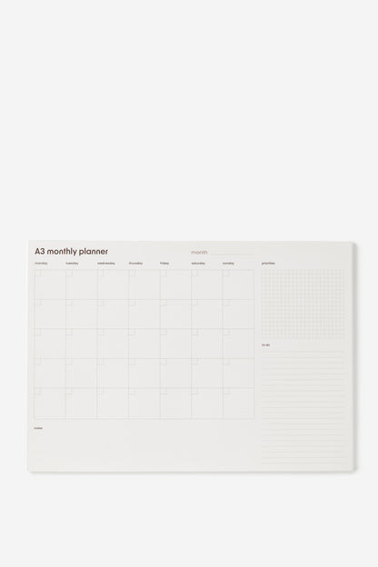A3 Monthly Notepad Planner