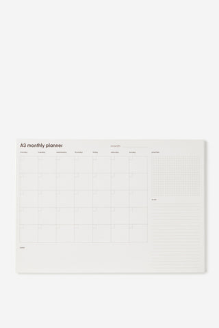 A3 Monthly Notepad Planner