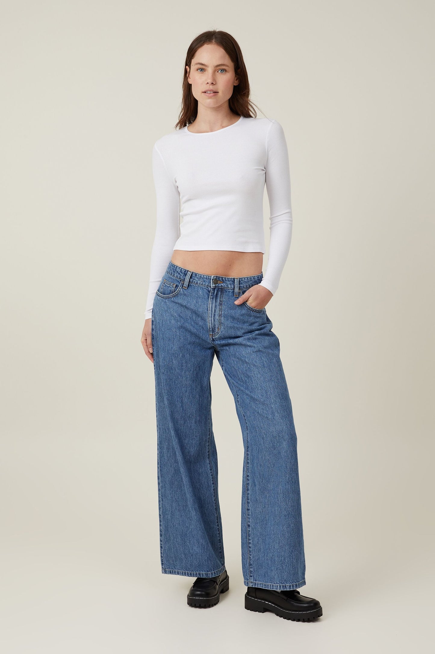 The One Organic Rib Crew Long Sleeve Top