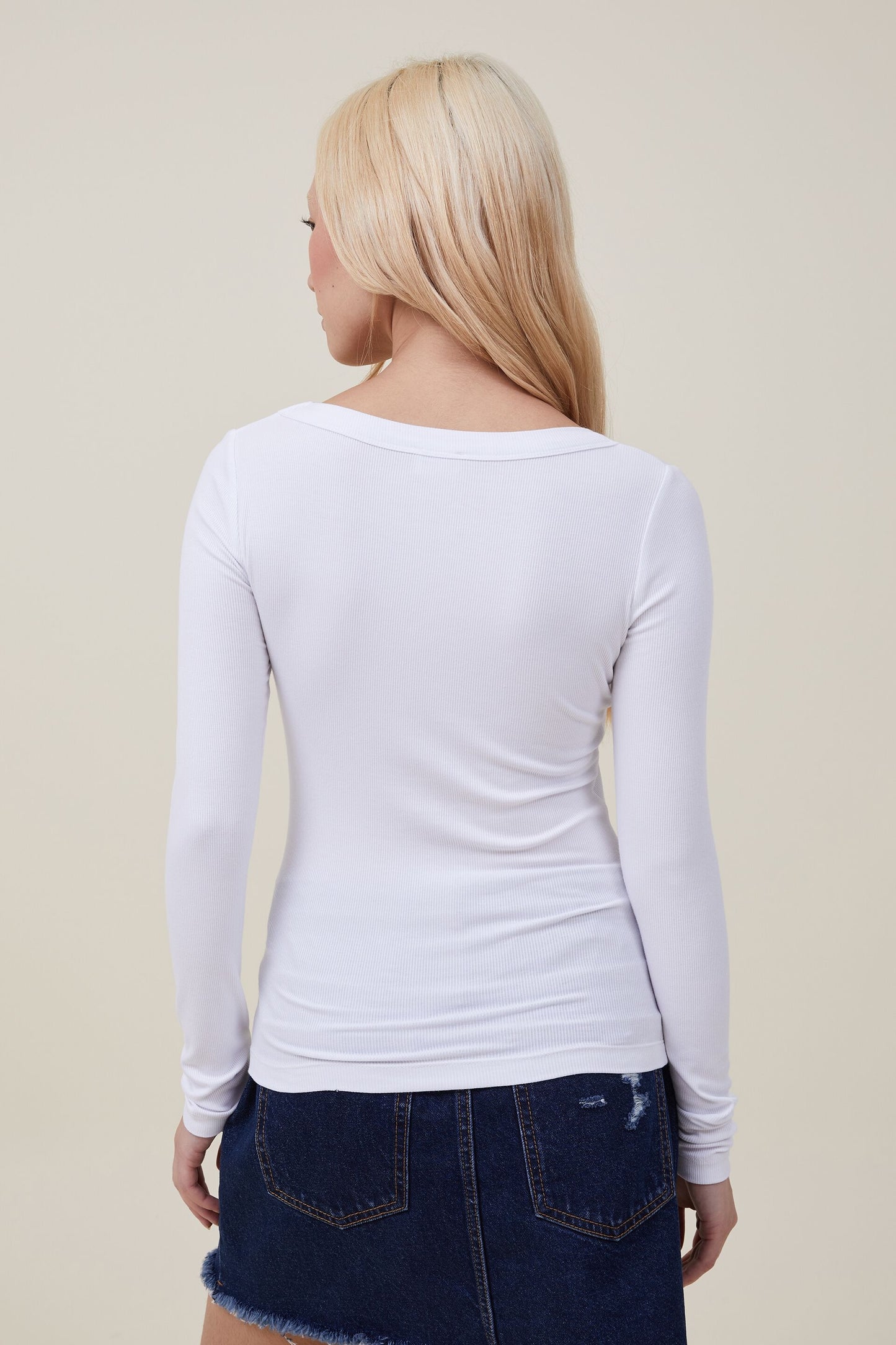 Staple Rib Scoop Neck Long Sleeve Top