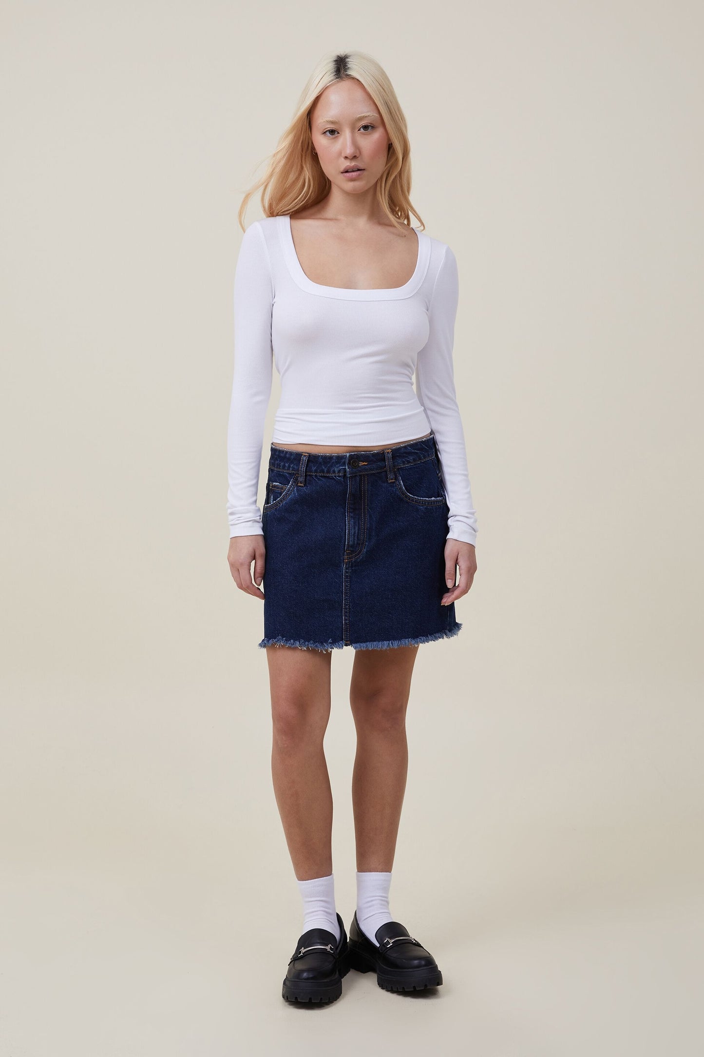 Staple Rib Scoop Neck Long Sleeve Top