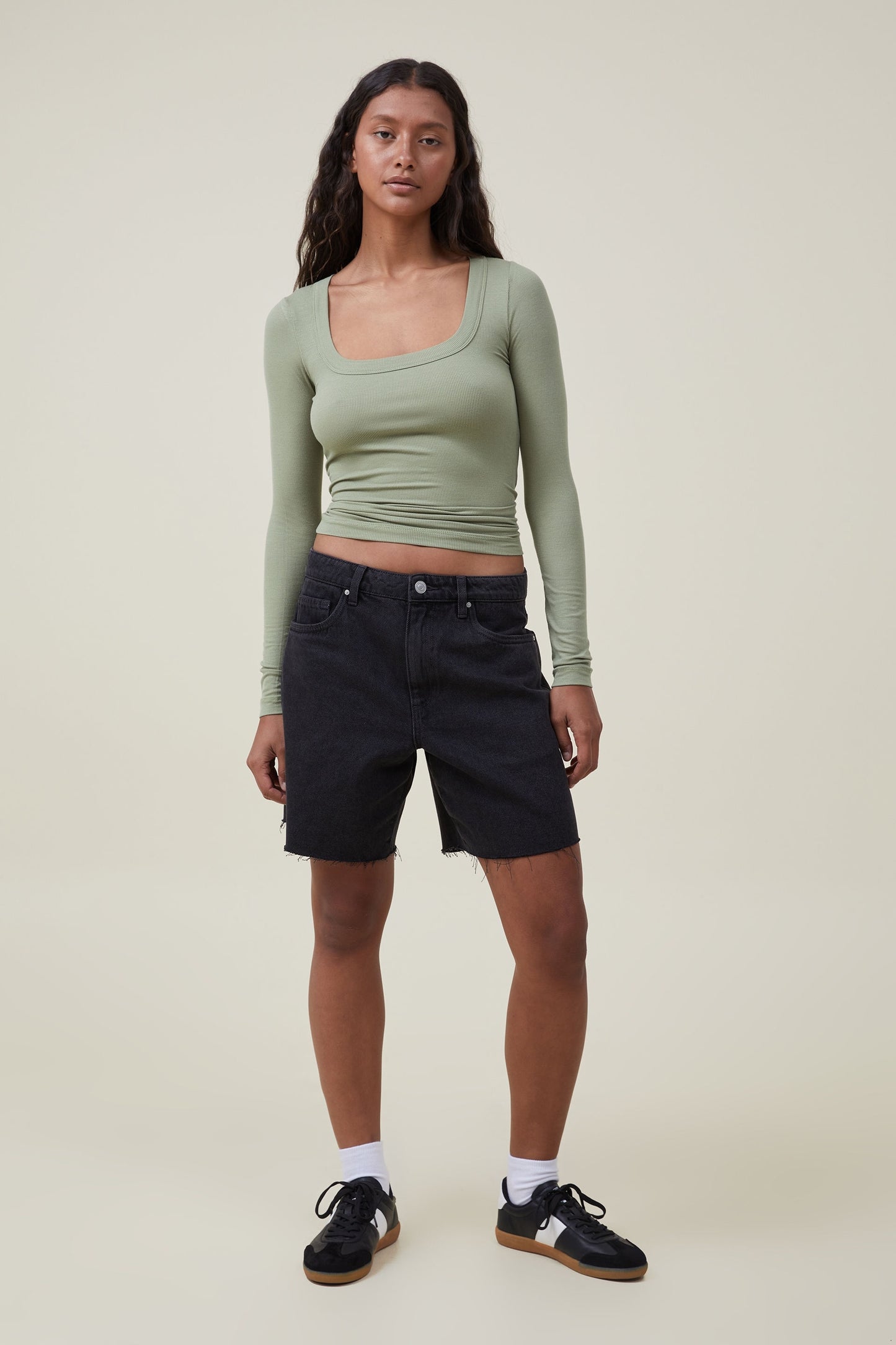 Staple Rib Scoop Neck Long Sleeve Top