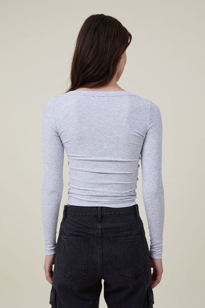 Staple Rib Scoop Neck Long Sleeve Top