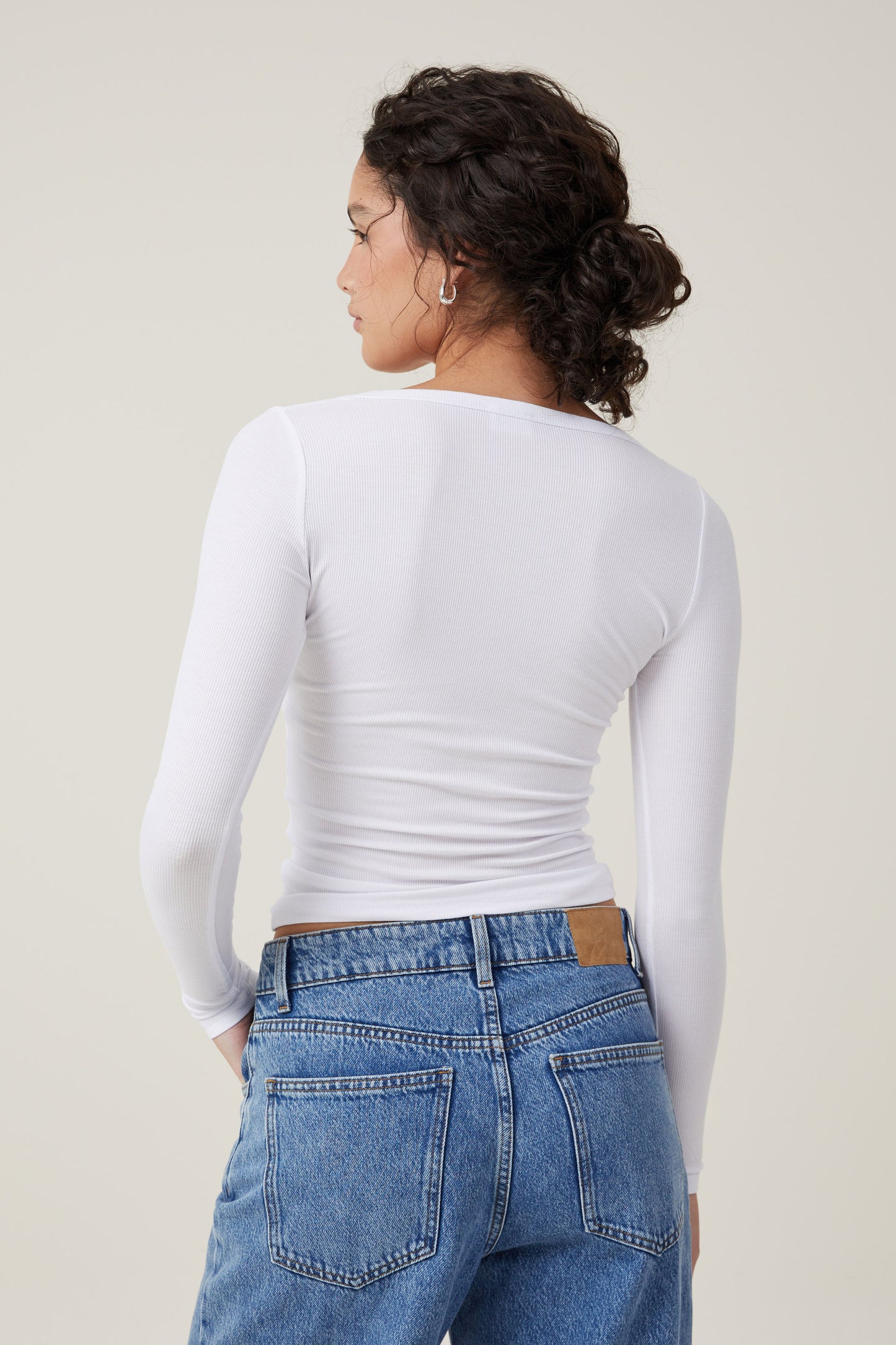 Staple Rib Scoop Neck Long Sleeve Top