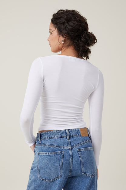Staple Rib Scoop Neck Long Sleeve Top