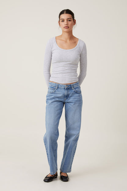 Staple Rib Scoop Neck Long Sleeve Top