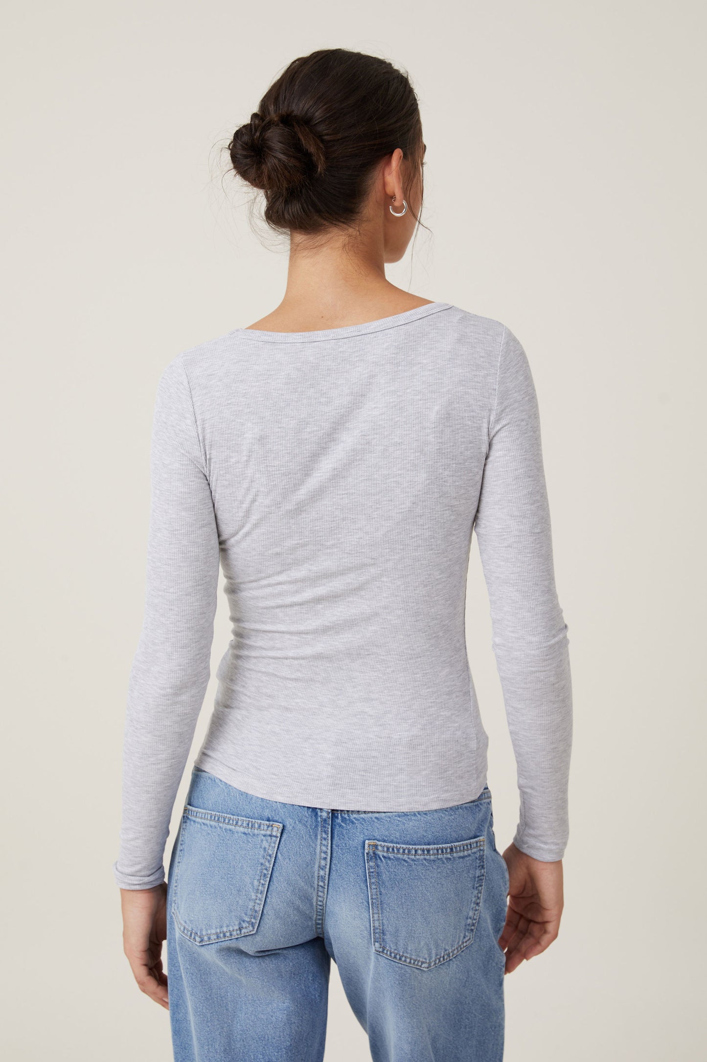 Staple Rib Scoop Neck Long Sleeve Top