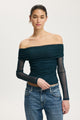 Ashley Off Shoulder Mesh Long Sleeve Top