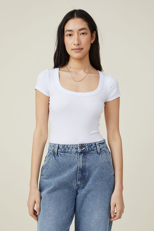 Staple Rib Scoop Neck Short Sleeve Top