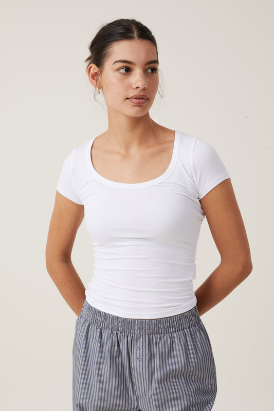 Staple Rib Scoop Neck Short Sleeve Top
