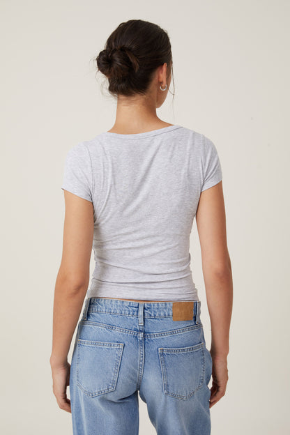 Staple Rib Scoop Neck Short Sleeve Top