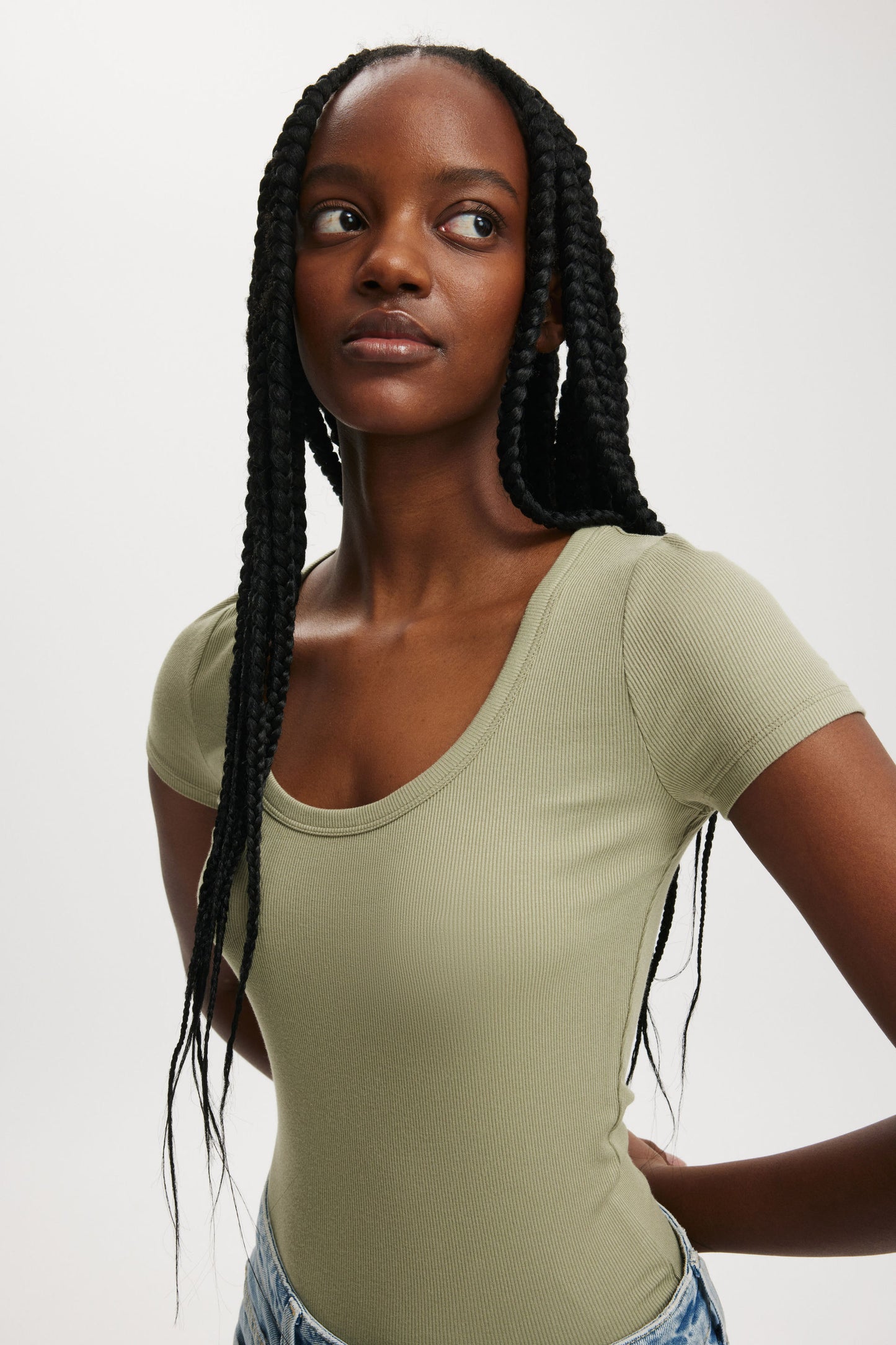 Staple Rib Scoop Neck Short Sleeve Top