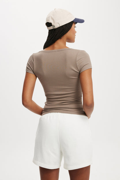 Staple Rib Scoop Neck Short Sleeve Top