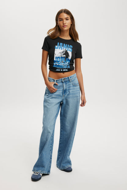 Janis Joplin Fitted Graphic Longline Music Tee