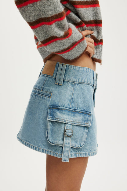 Cargo Denim Mini Skirt