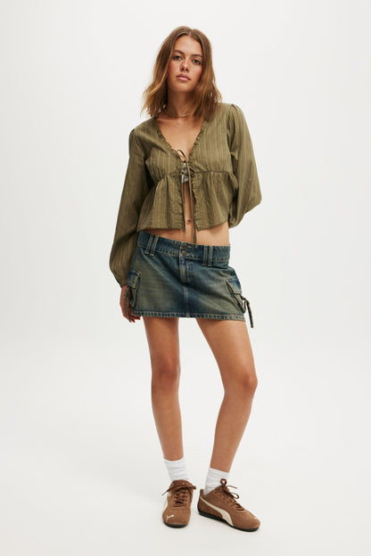Cargo Denim Mini Skirt