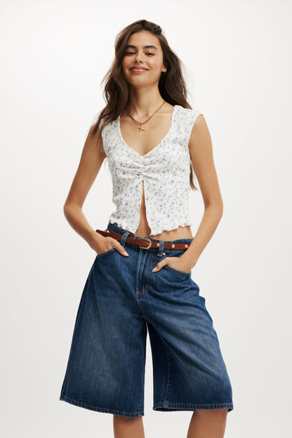 Lyocell Wide Denim Jort