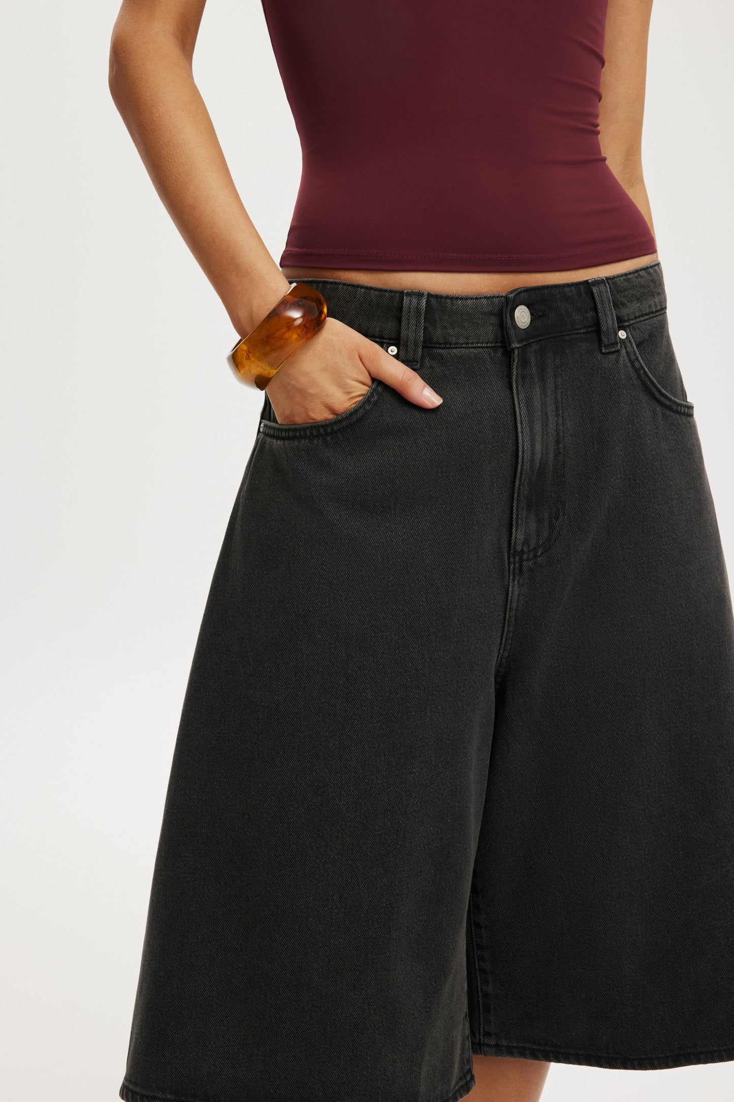 Lyocell Wide Denim Jort