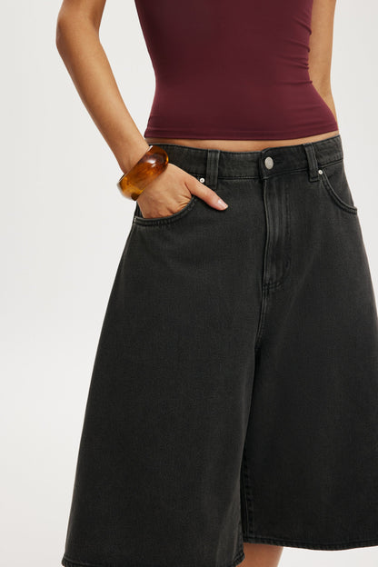 Lyocell Wide Denim Jort